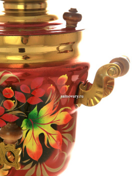 Электрический самовар 1,5 литра с художественной росписью "Кленовый лист на бордовом" арт. 110594