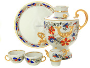 Подарочный набор для вина 4-х предметный форма "Веселый самовар", рисунок "Сувенир", Императорский фарфоровый завод