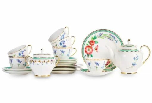 Сервиз чайный, форма "Весенняя-2" рисунок "Улыбка флоры",  20 предметов на 6 персон, Императорский фарфоровый завод