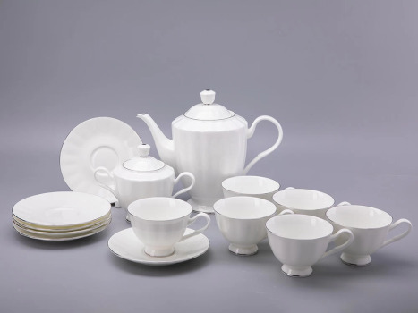 Сервиз чайный форма "Нега", рисунок "Платиновая лента" 6/14, Императорский фарфоровый завод