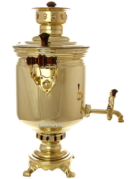 Самовар на дровах 5 литров желтый "цилиндр", арт. 220522 с трубой в подарок