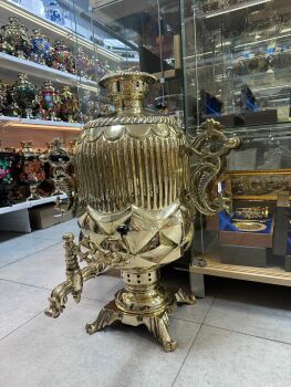 Самовар на дровах 45 литров желтый цилиндр восстановленный