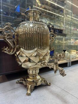 Самовар на дровах 45 литров желтый цилиндр восстановленный