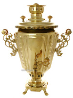 Самовар на дровах 7 литров желтый граненый "конус" с витыми ручками, арт. 220127