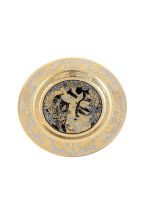 Декоративная тарелка "Олени" позолоченная, Златоуст