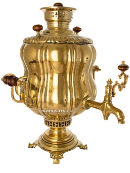 Самовар антикварный на дровах 6 литров латунный форма "ваза", арт. 460562
