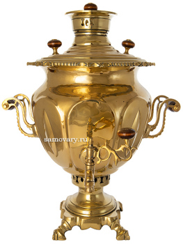 Самовар антикварный на дровах 7 литров латунный форма "ваза" арт. 460570