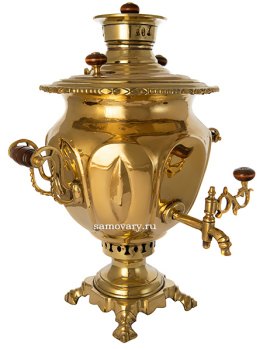 Самовар антикварный на дровах 7 литров латунный форма "ваза" арт. 460570