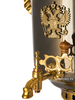 Комбинированный самовар 7 литров "цилиндр" черный никель с накладным гербом, арт. 331021