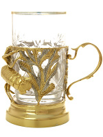 Чайный набор с подстаканником "Рак" Златоуст позолоченный