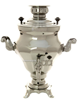 Электрический самовар 3 литра никелированный "Конус-тюльпан" с автоматическим выключением, арт. 130290к