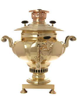 Угольный латунный самовар 6 литров ваза с гранями томпак арт.433348