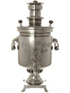 Комбинированный самовар антикварный 7 литров никелированный "цилиндр" с медалями, произведен Торговым Домом наследника И.Г.Баташева Н.И.Баташев в начале XX века, арт. 320541