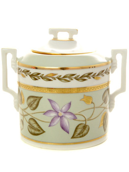 Сахарница форма "Гербовая", рисунок "Нефритовый фон", Императорский фарфоровый завод