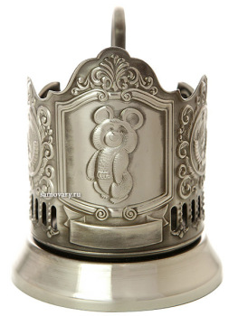 Никелированный Кольчугинский подстаканник "Олимпийский мишка"