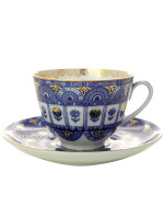 Чашка с блюдцем чайная форма "Весенняя" рисунок "Арочки", Императорский фарфоровый завод