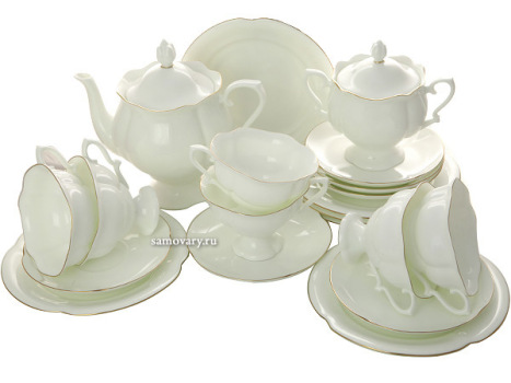 Сервиз чайный форма "Наташа", рисунок "Золотая лента" 6/20, Императорский фарфоровый завод