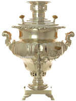 Угольный посеребренный самовар 4 литра ваза Тулпромторг арт.450125