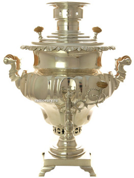 Угольный посеребренный самовар 4 литра ваза Тулпромторг арт.450125