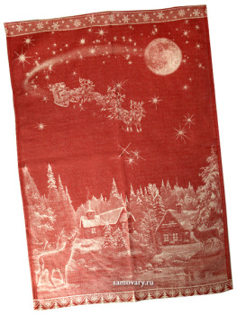 Полотенце "Новогоднее" красное без кружева, 50х70