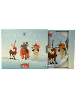 Тарелка декоративная форма "Эллипс" рисунок "Три богатыря. Зима", Императорский фарфоровый завод