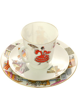 Комплект кофейный форма "Майская", рисунок "Дон Кихот", Императорский фарфоровый завод