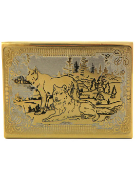 Футляр для спичек с гравюрой "Волк с волчицей" Златоуст