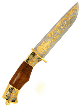 Сувенирный нож "Егерь" в кожаных ножнах, Златоуст