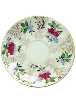 Чашка с блюдцем чайная форма "Тюльпан", рисунок "Золотые травки", Императорский фарфоровый завод