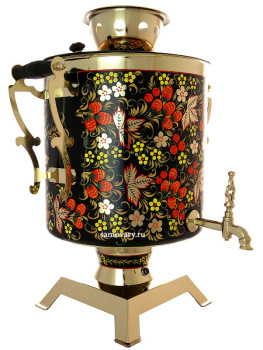 Самовар электрический 25 литров с художественной росписью "Хохлома" с автоматическим отключением при закипании, арт. 124547а
