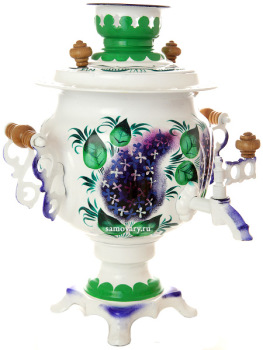 Электрический самовар 3 литра с художественной росписью "Сирень на белом фоне", арт. 191986