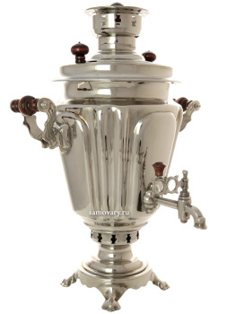 Комбинированный самовар 5 литров никелированный "конус" граненый, арт. 331015