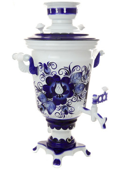 Электрический самовар 4 литра с художественной росписью "Гжель" с автоматическим отключением после закипания, арт. 140639к