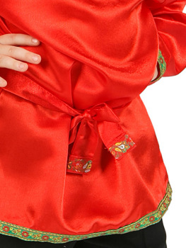 Косоворотка для мальчика атласная красная, 1-6 лет