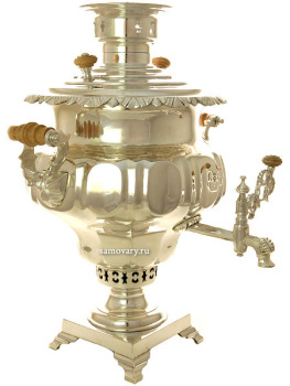 Угольный посеребренный самовар 4 литра ваза Тулпромторг арт.450125