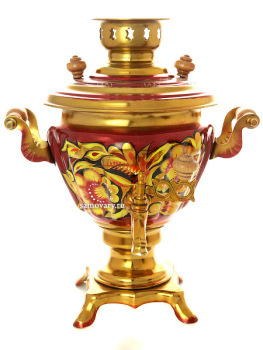 Набор самовар электрический 2 литра с чайником художественная роспись "Золотая кудрина", арт. 130330