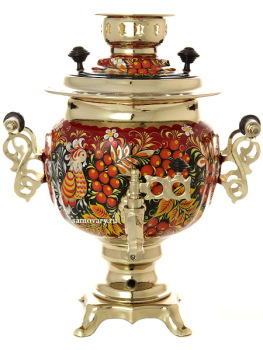 Электрический самовар 3 литра с художественной росписью "Птица в рябине" с автоматическим отключением при закипании, арт. 158965к