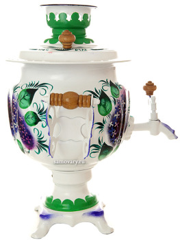 Электрический самовар 3 литра с художественной росписью "Сирень на белом фоне", арт. 191986