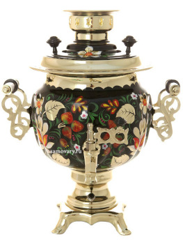 Электрический самовар в наборе 3 литра с художественной росписью "Под хохлому" с автоматическим отключением при закипании, арт. 130469к