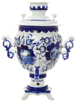 Электрический самовар 3 литра с художественной росписью "Гжель",  с автоматическим отключением при закипании, арт. 150471к