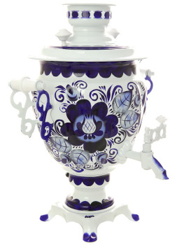 Электрический самовар 3 литра с художественной росписью "Гжель" желудь, арт. 170003