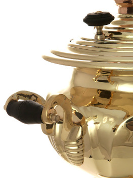 Угольный латунный самовар 6 литров ваза с гранями томпак арт.433348