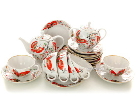 Сервиз чайный форма "Тюльпан", рисунок "Бабочки" 6/20, Императорский фарфоровый завод