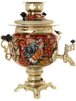 Электрический самовар 3 литра с художественной росписью "Птица в рябине" с автоматическим отключением при закипании, арт. 158965к