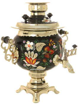 Электрический самовар в наборе 3 литра с художественной росписью "Под хохлому" с автоматическим отключением при закипании, арт. 130469к