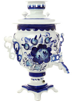 Электрический самовар 3 литра с художественной росписью "Гжель",  с автоматическим отключением при закипании, арт. 150471к