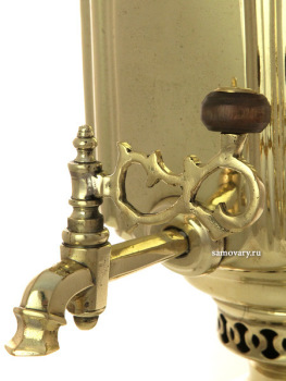 Угольный самовар 5 литров желтый "цилиндр" с гранями произведен в конце XIX века Товариществом Торгового Дома Братьев Шемариных в Туле, 2 медали, арт. 456307