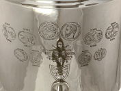 Комбинированный самовар антикварный 7 литров никелированный "цилиндр" с медалями, произведен Торговым Домом наследника И.Г.Баташева Н.И.Баташев в начале XX века, арт. 320541