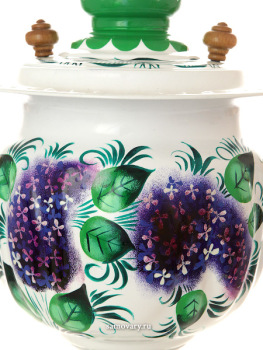 Электрический самовар 3 литра с художественной росписью "Сирень на белом фоне", арт. 191986