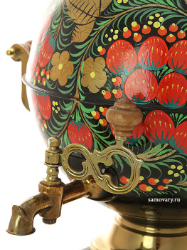 Электрический самовар 5 литров с художественной росписью "Хохлома классическая", "шар", арт. 110488